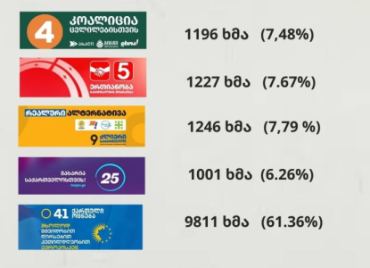 61,36% ქართული ოცნება, 29,2% ოპოზიცია - წინასწარი შედეგები ბორჯომის ყველა საარჩევნო უბანზე 